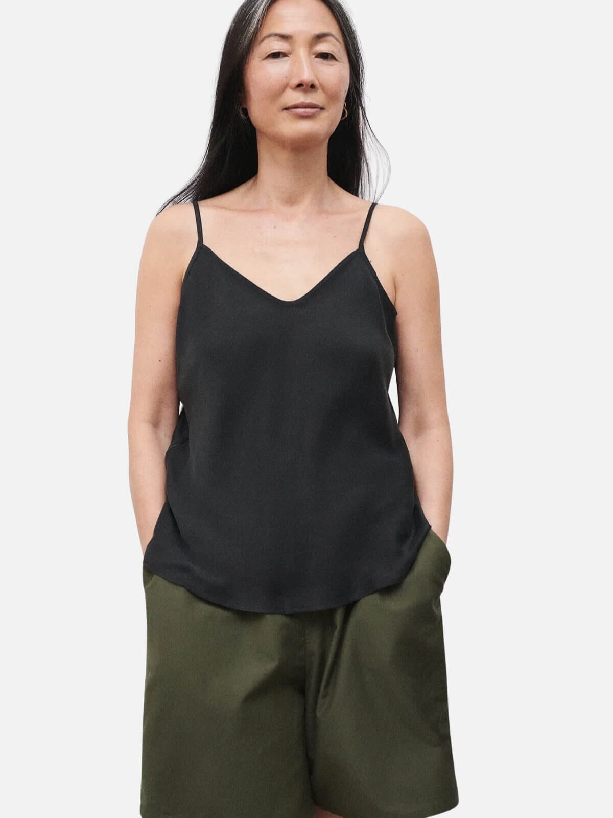 Bias Cut Cami - Black Tops Silk Laundry 