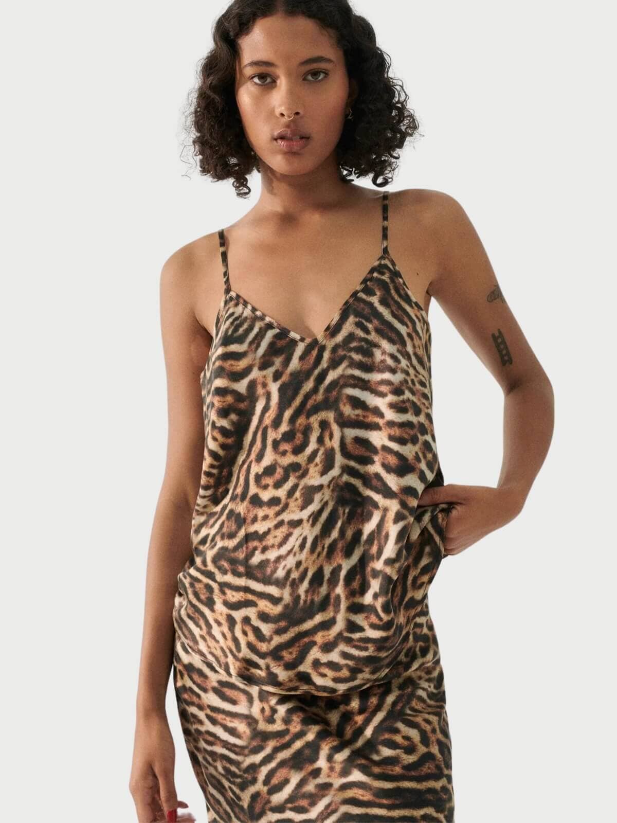 Silk Laundry | Bias Cut Cami - Leopard | Perlu
