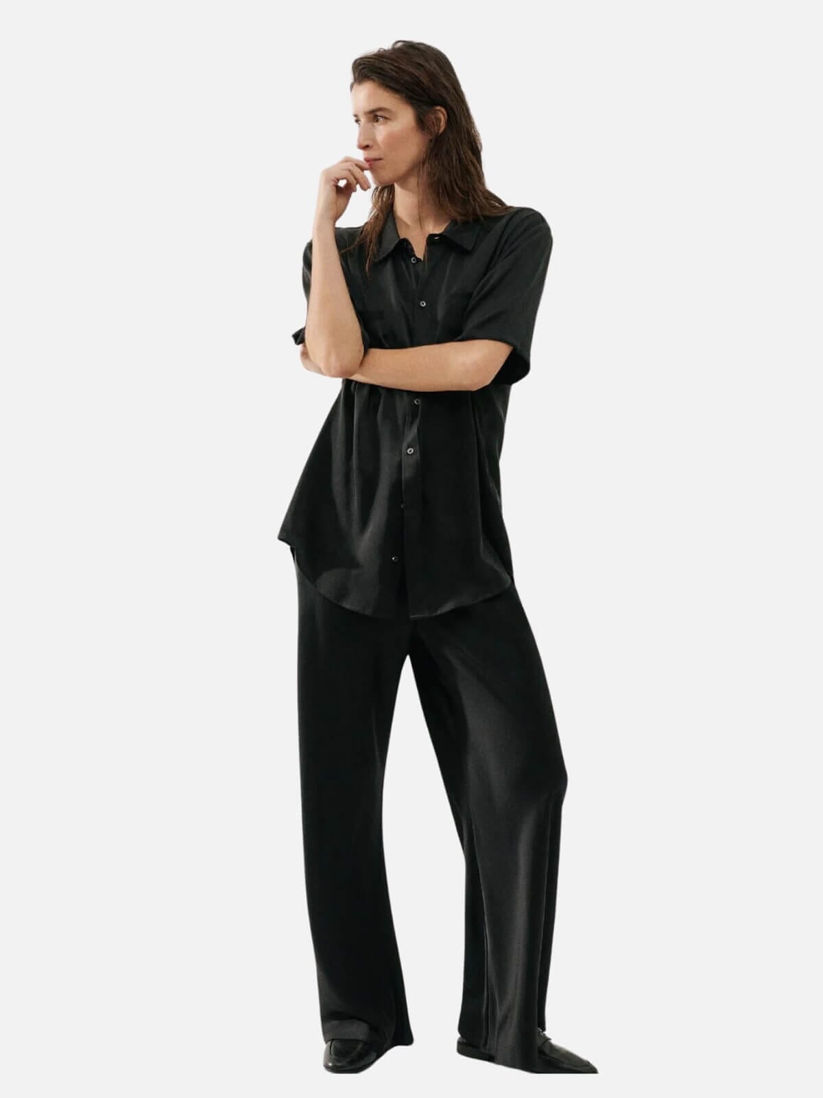 Bias Cut Pant- Black Pants Silk Laundry 