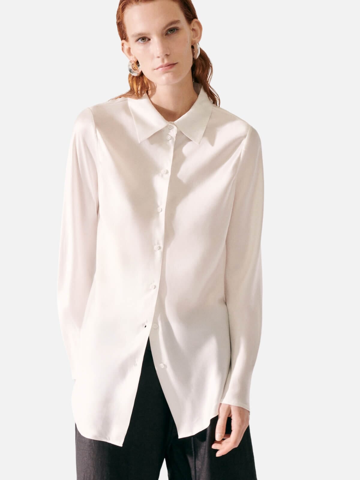 Silk Laundry | Bias Cut Shirt - White | Perlu