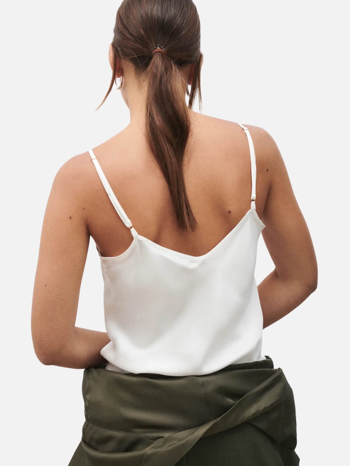 Bias Cut Cami - White Tops Silk Laundry 