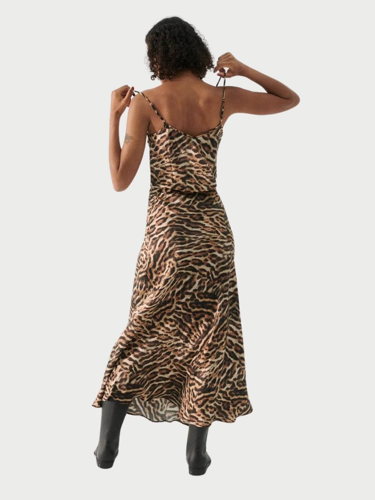 Silk Laundry | Long Bias Cut Skirt - Leopard | Perlu