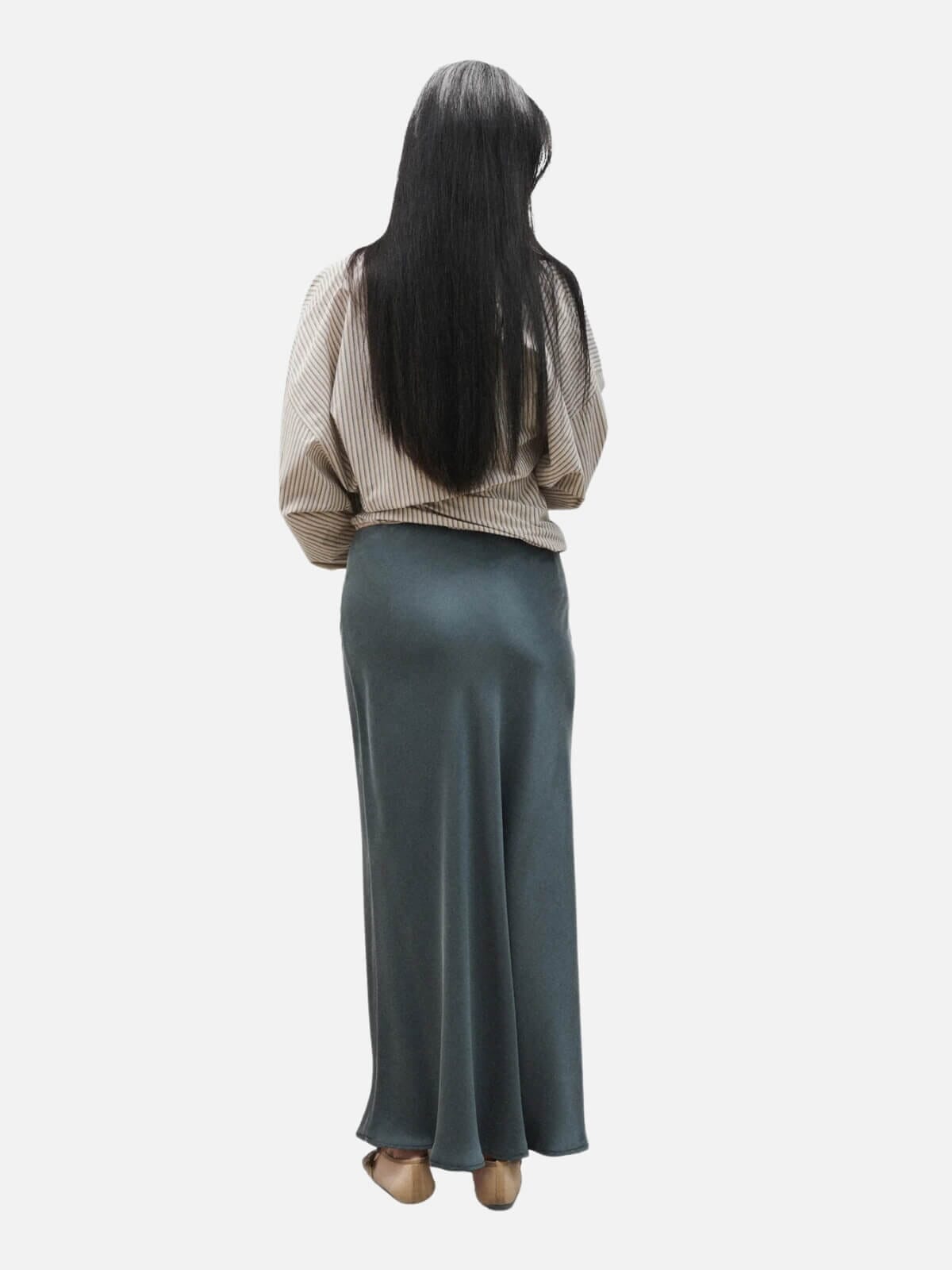 Long Bias Cut Skirt - Slate Skirts Silk Laundry 