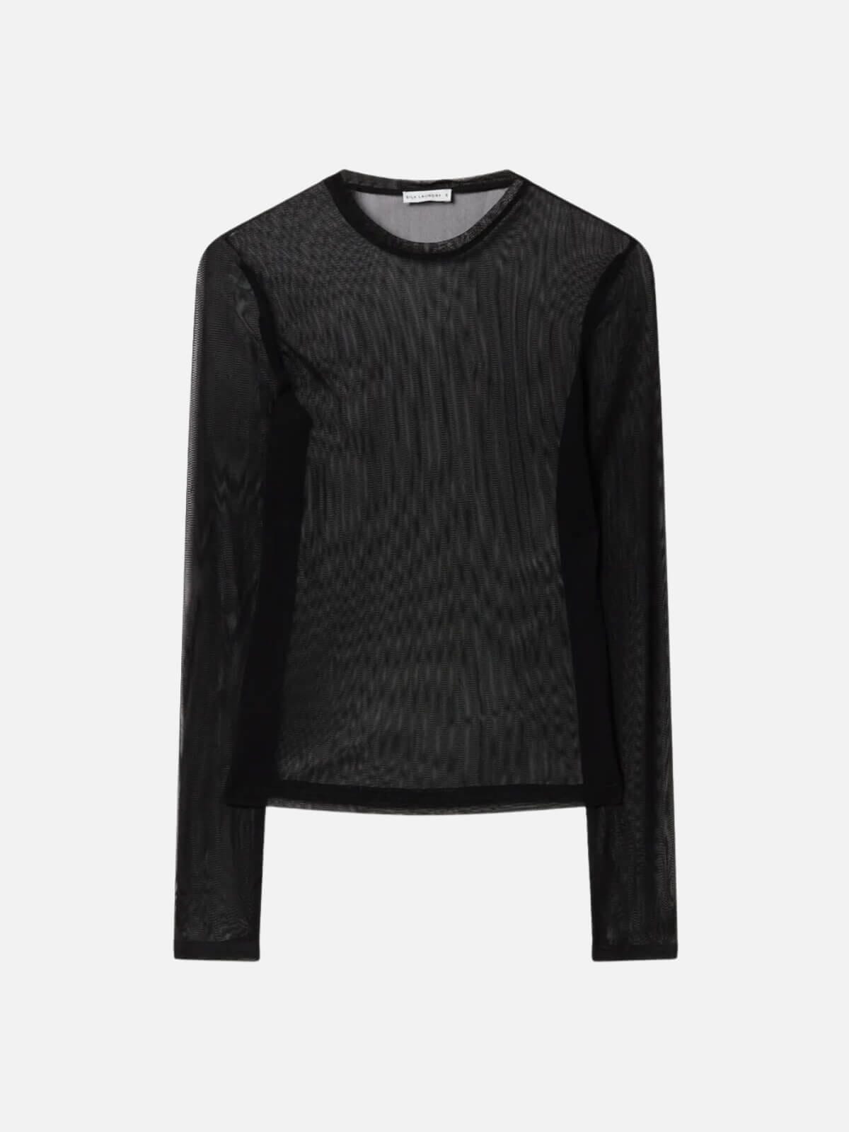 Mesh Long Sleeve Top - Black Tops Silk Laundry 