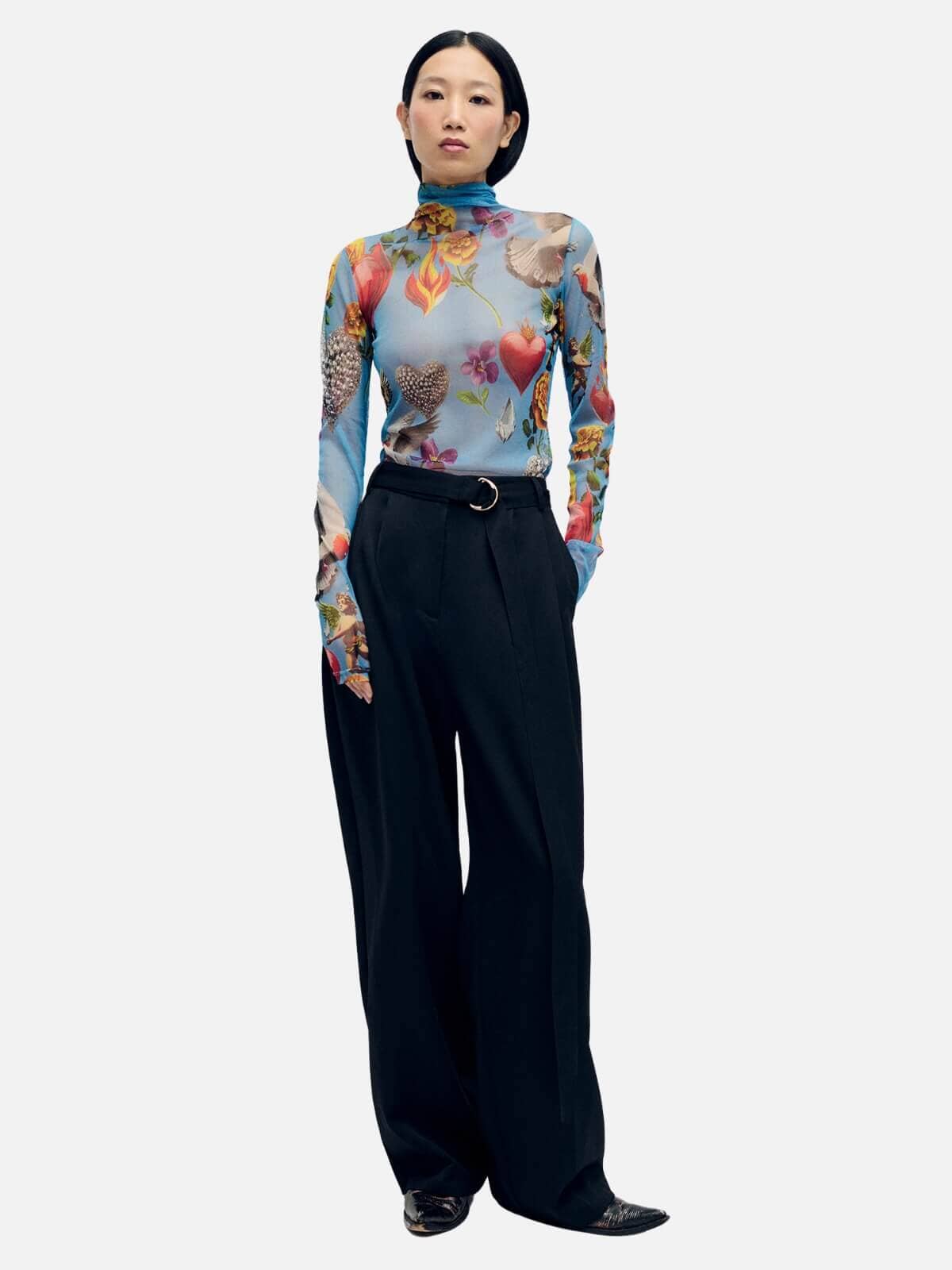 Silk Laundry | Mesh Turtleneck - Dearly Beloved Mirage | Perlu
