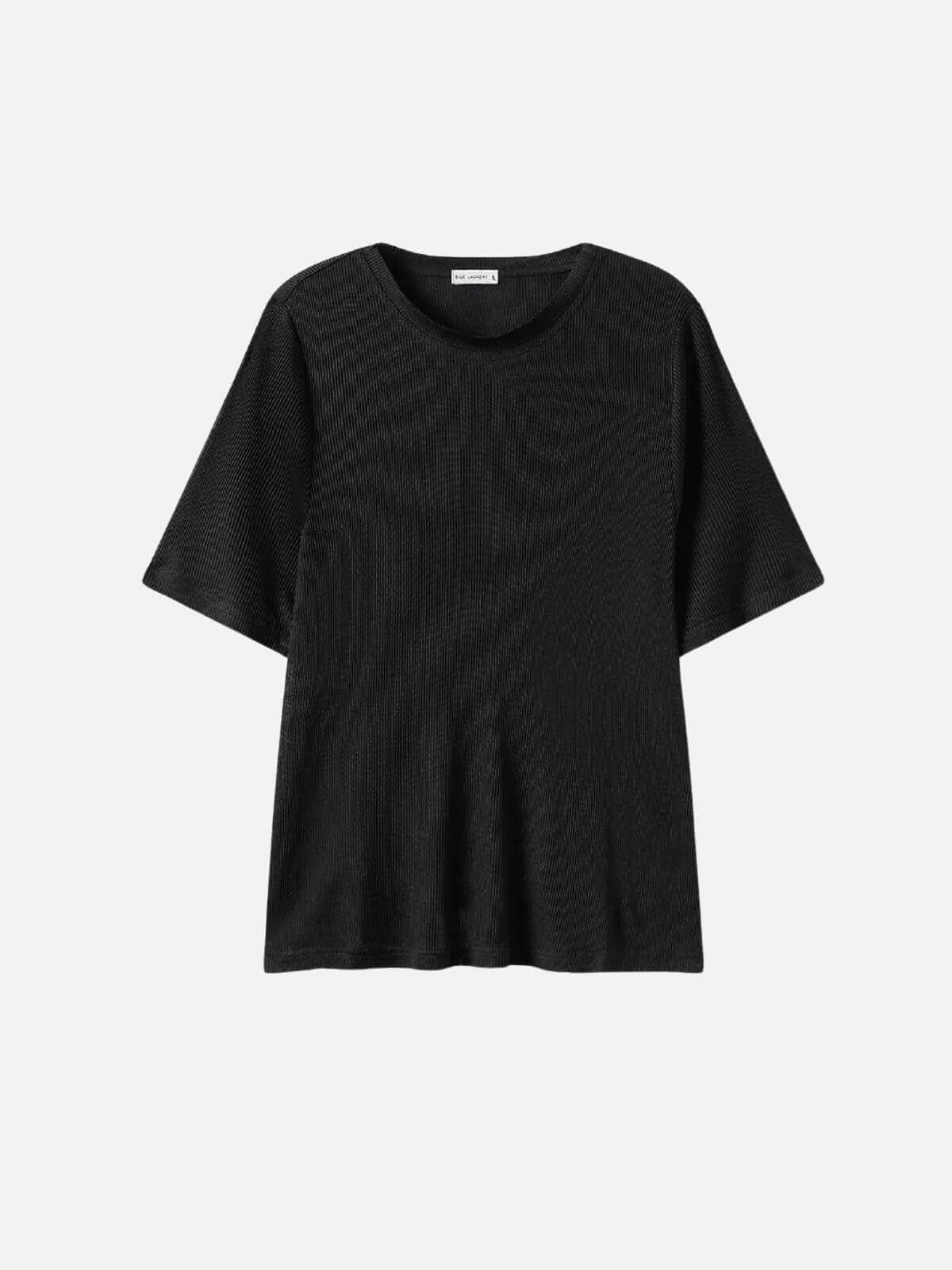 Silk Laundry | Ribbed T-Shirt - Black | Perlu