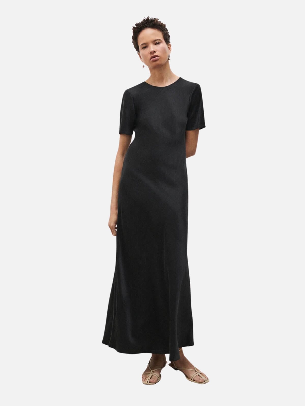 Short Sleeve Bias Dress - Black Dresses & Jumpsuits Silk Laundry 