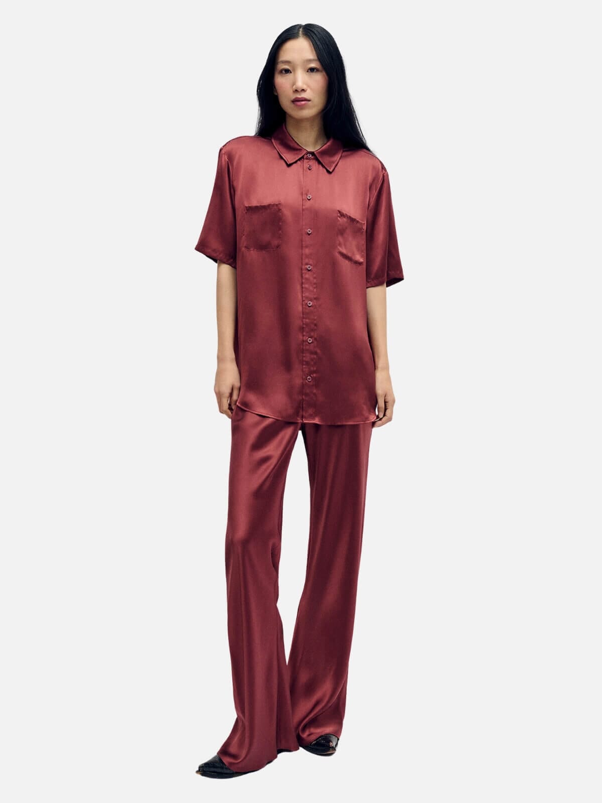 Silk Laundry | Short Sleeve Boyfriend Shirt - Canyon | Perlu