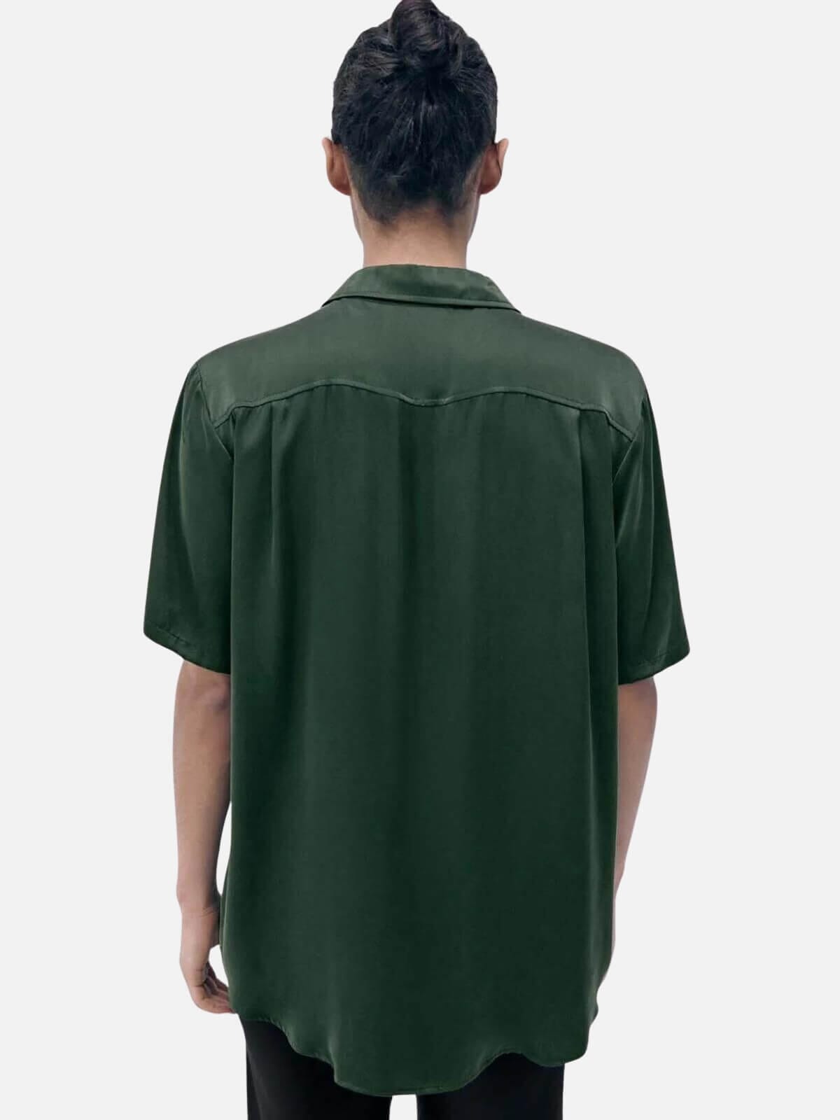 Silk Laundry | Short Sleeve Boyfriend Shirt - Cedar | Perlu