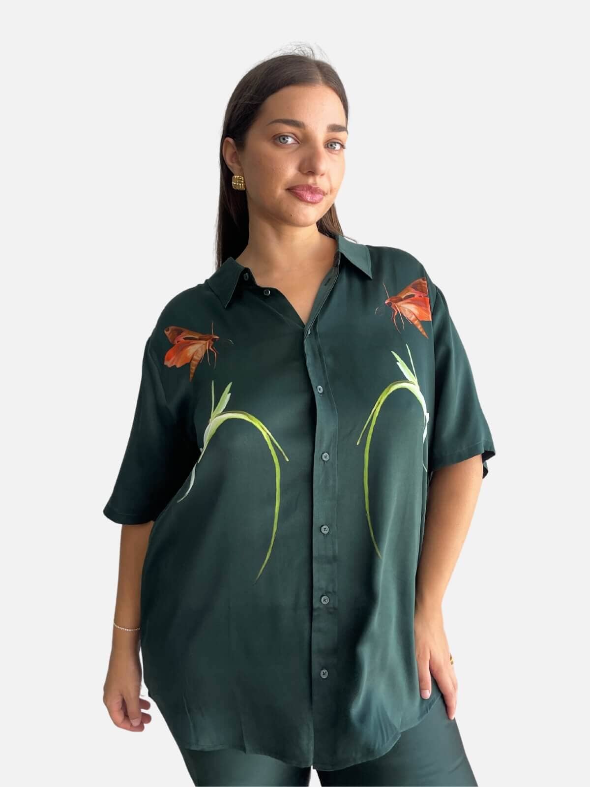 Short Sleeve Boyfriend Shirt - Symbiotic Tops Silk Laundry 