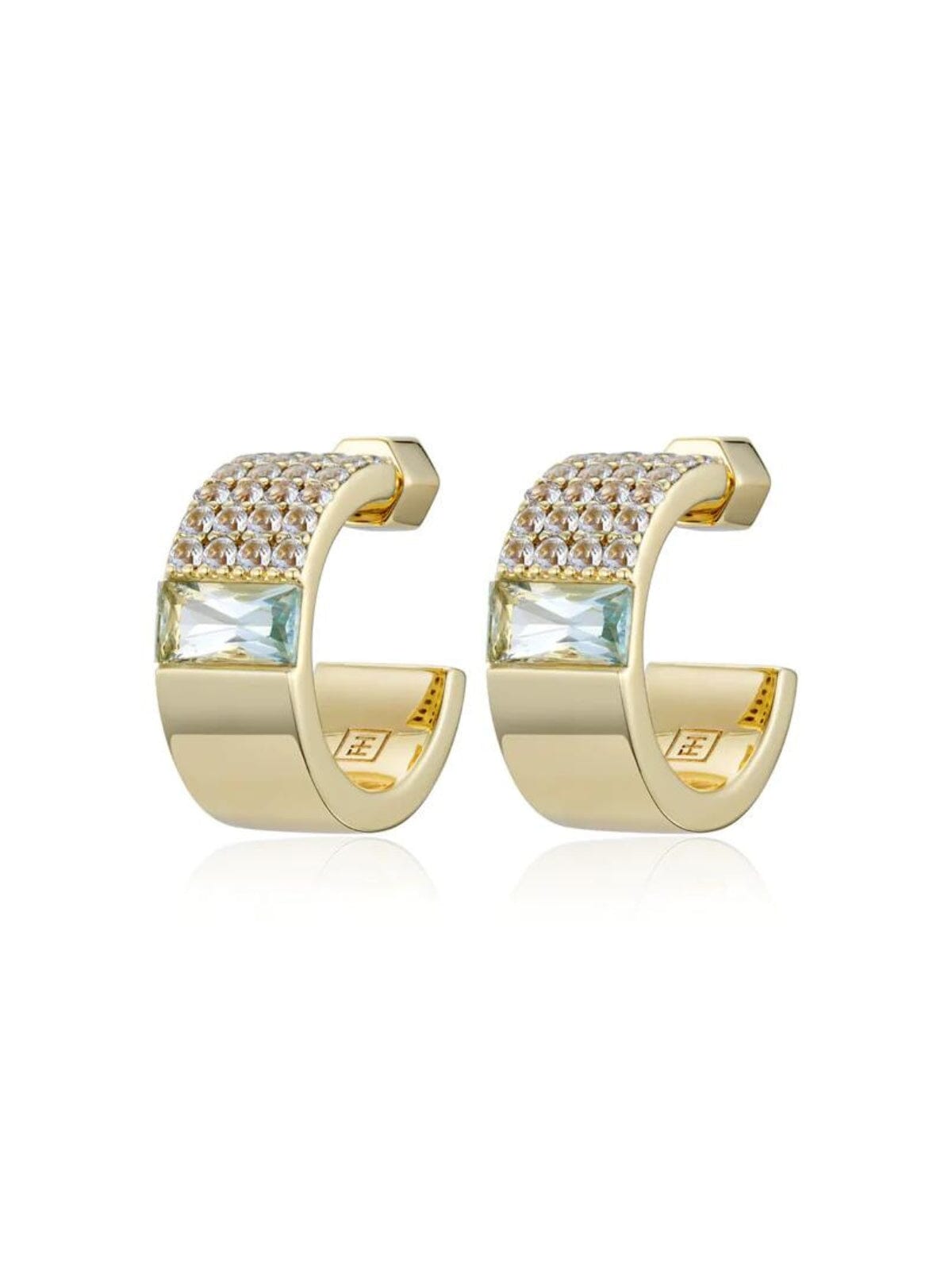 F+H | Spliced Aquamarine Hoop Earrings - Brass + 18k Gold Plating + Aquamarine | Perlu