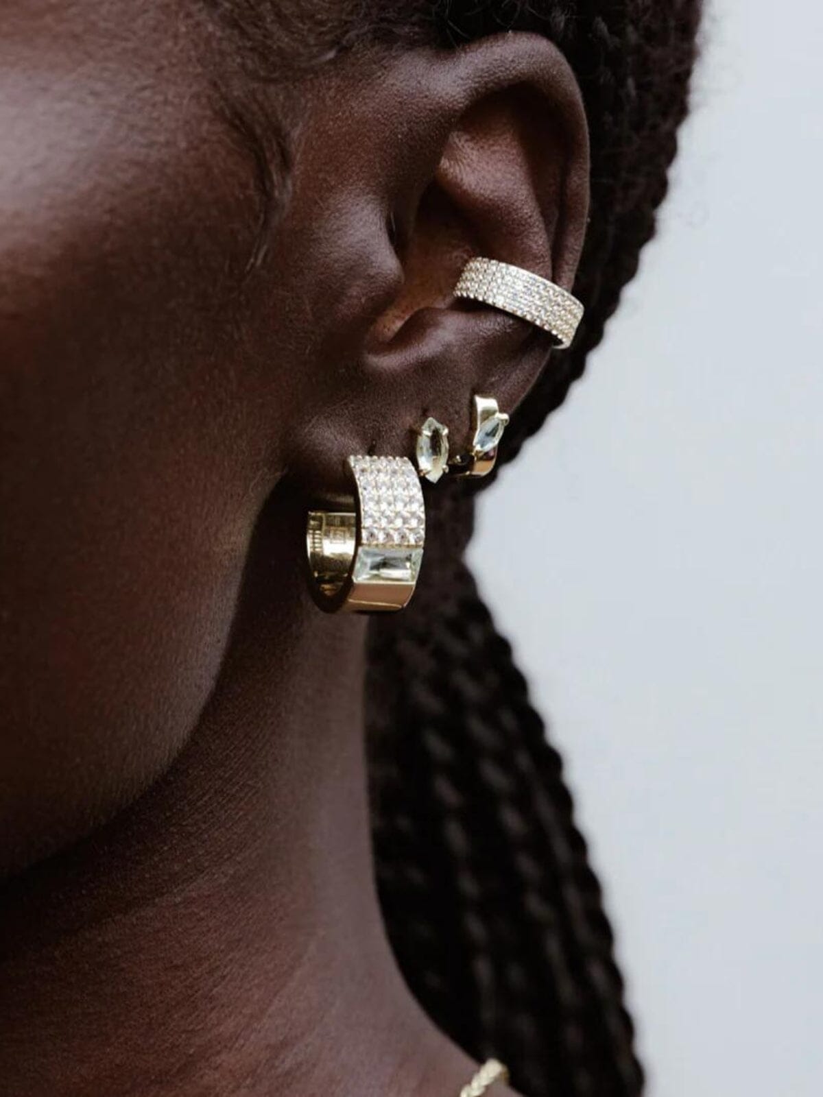 F+H | Spliced Aquamarine Hoop Earrings - Brass + 18k Gold Plating + Aquamarine | Perlu