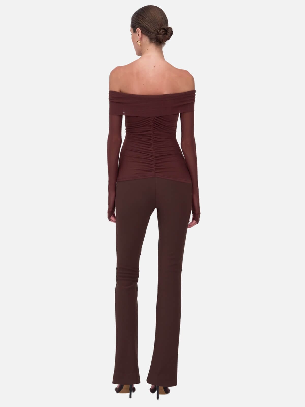 Suboo | Christy Mesh Off Shoulder Top - Espresso | Perlu