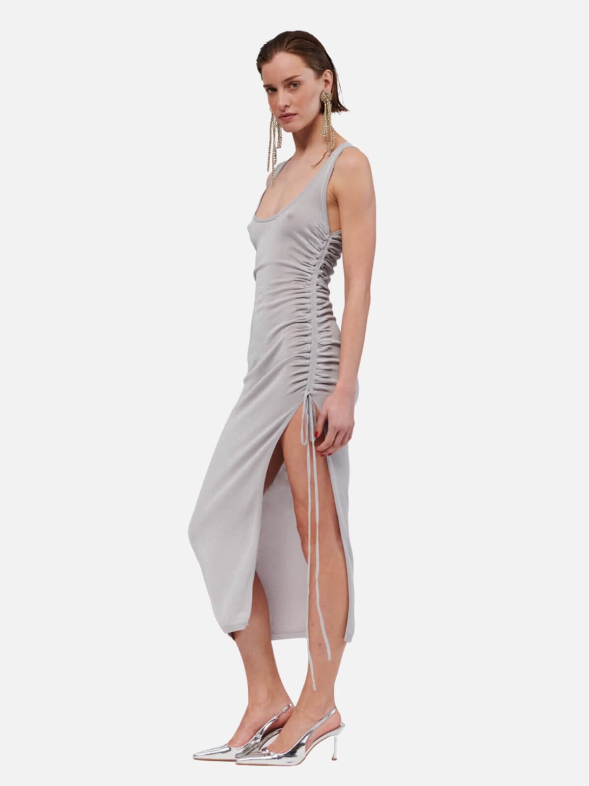 Suboo | Ibiza V Neck Maxi Dress - Silver | Perlu