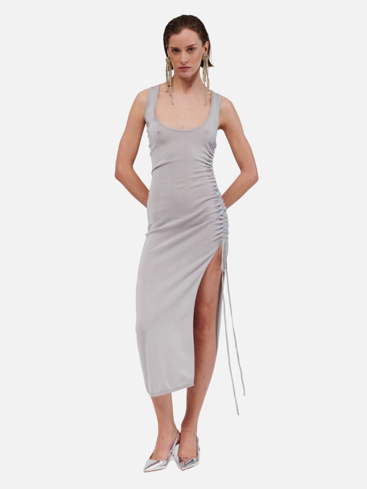 Suboo | Ibiza V Neck Maxi Dress - Silver | Perlu