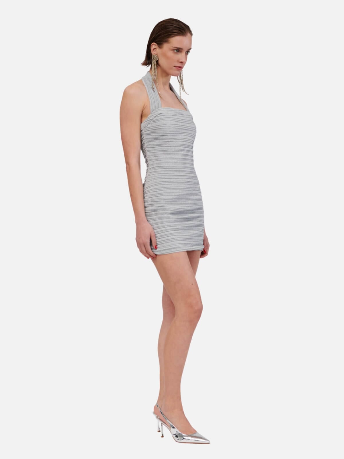 Stevie Mini Halter Dress - Silver Dresses & Jumpsuits SUBOO 