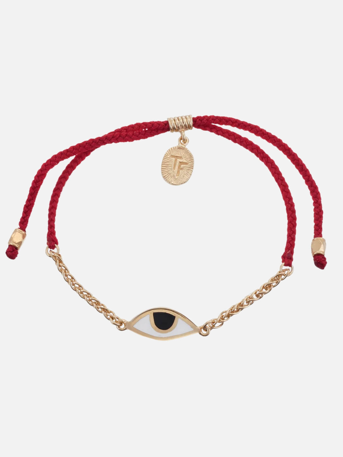 Chain & Cord Eye Bracelet - Gold/Red