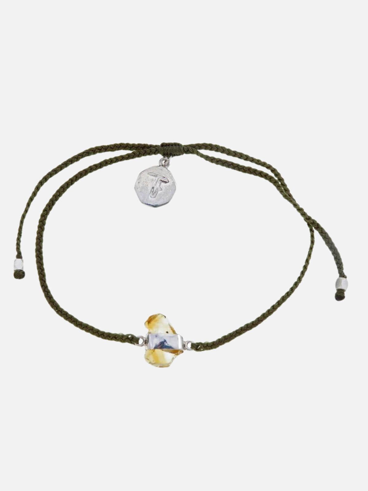 Tiger Frame | Citrine Crystal Bracelet - Olive Green/Silver | Perlu