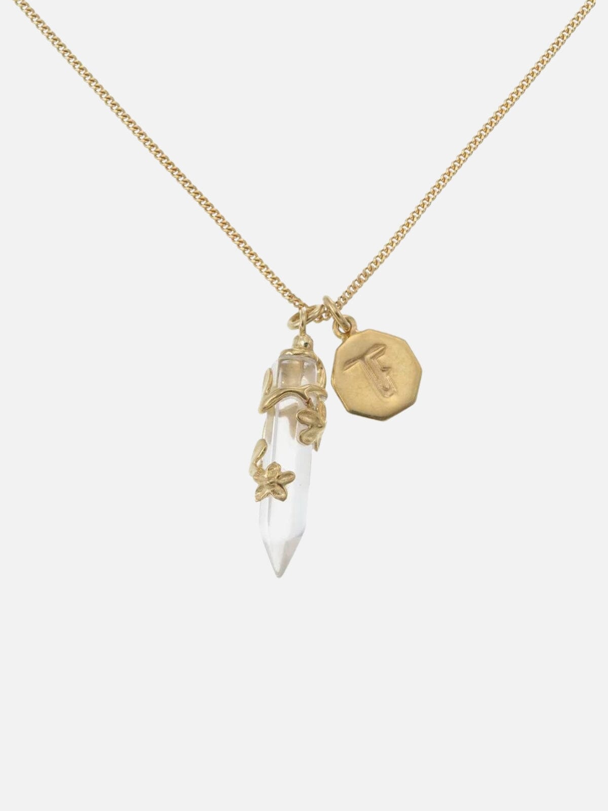 Tiger Frame | Flowering Vine Necklace - Clear Quartz/Gold | Perlu 