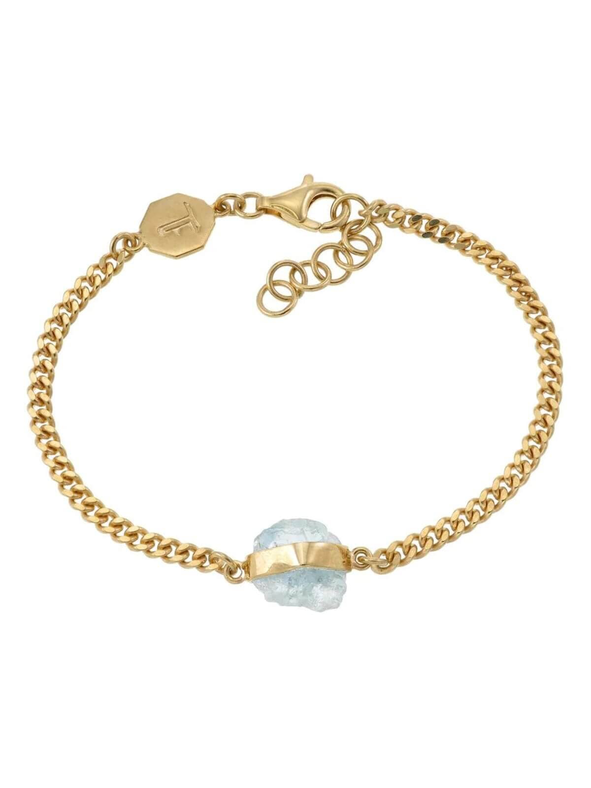 Tiger Frame | Rough Gem Chain Bracelet - Aquamarine/Gold | Perlu 