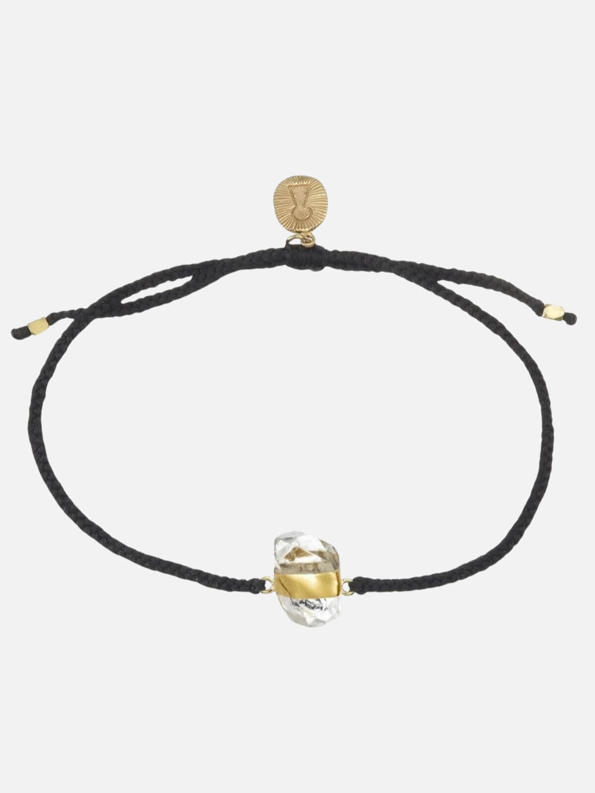 Woven Crystal Bracelet | Gold - Black / Diamond Quartz