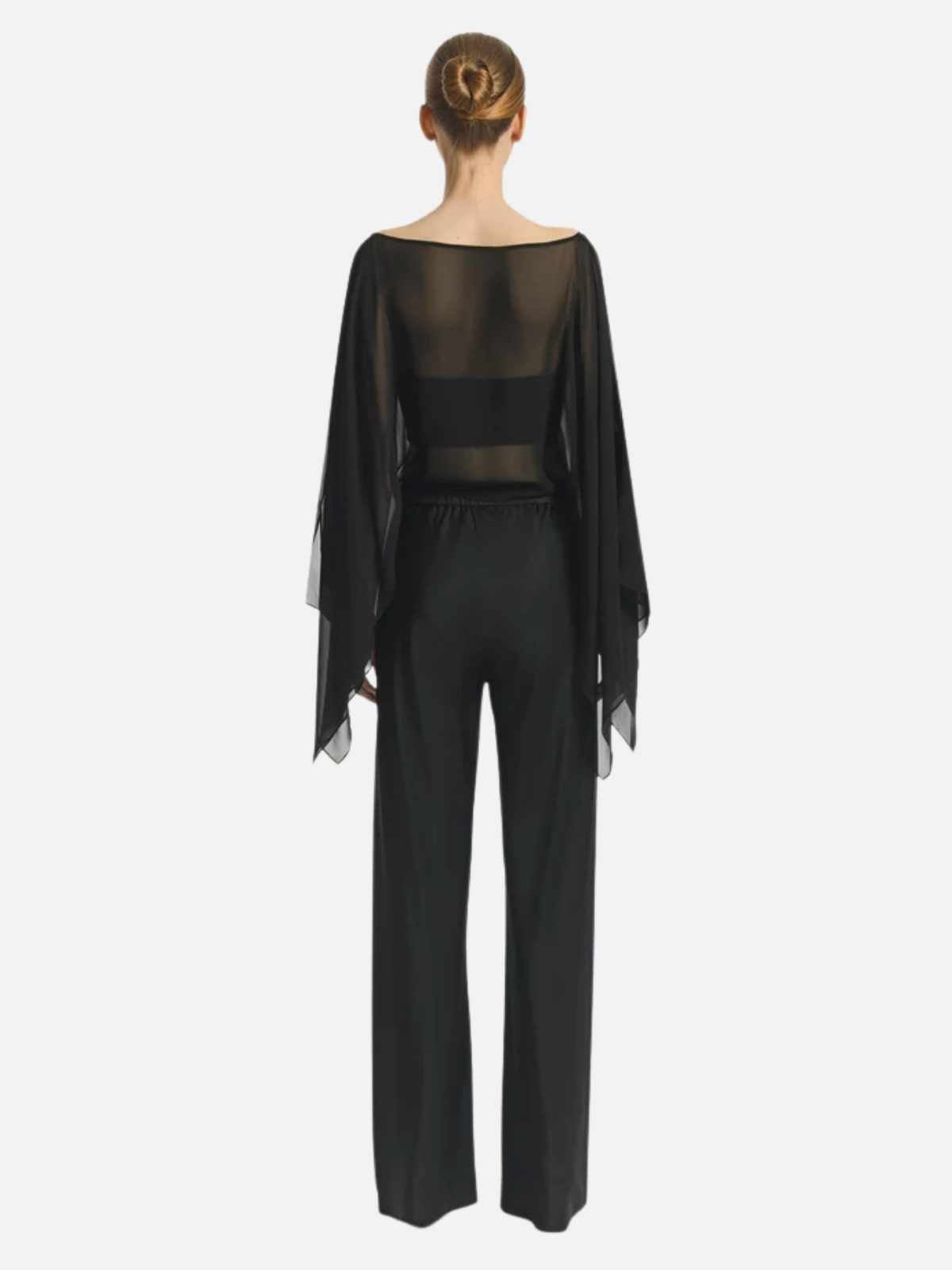 Romance Silk Cape Top - Black