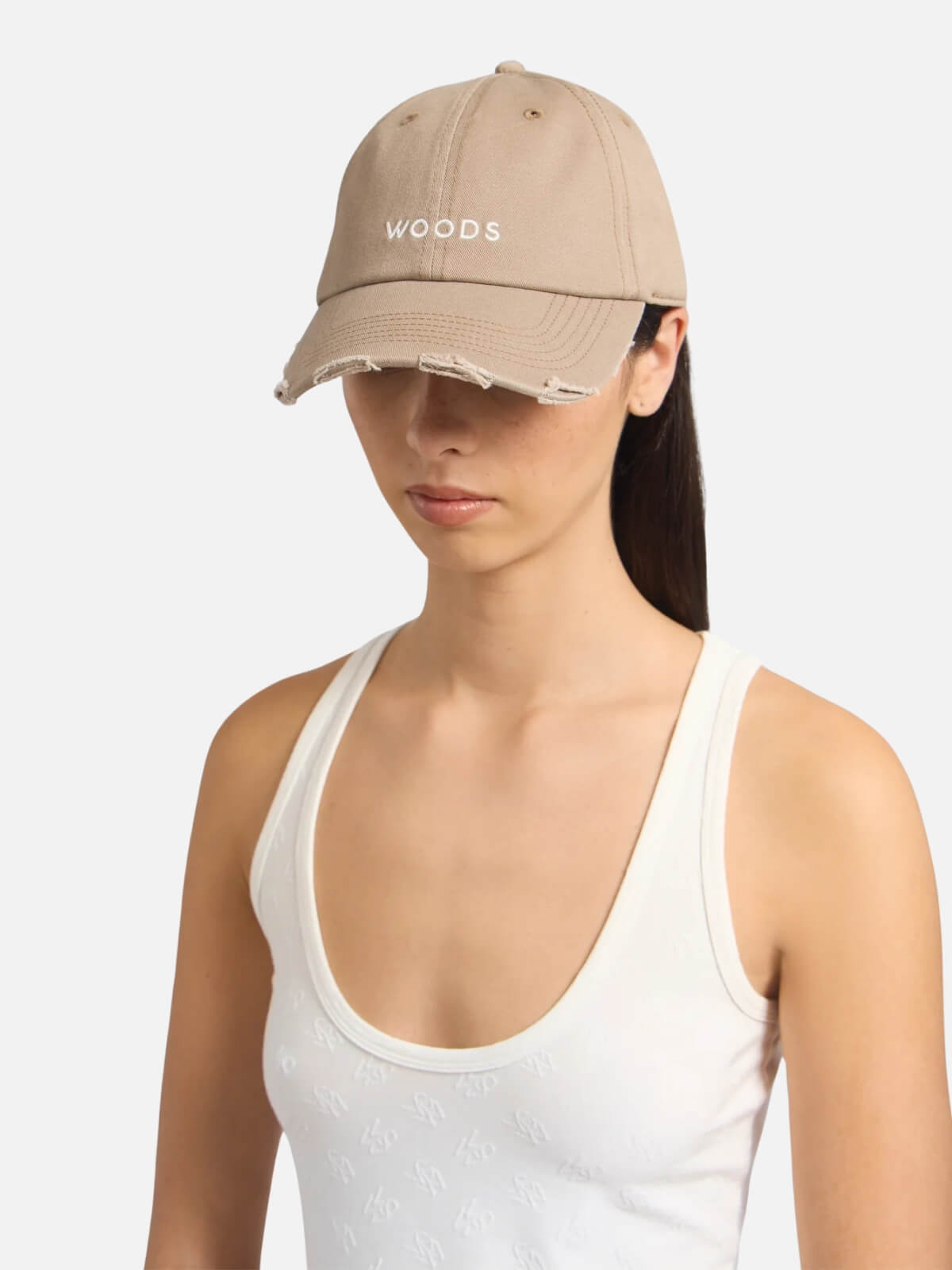 Woods Distressed Cap - Latte