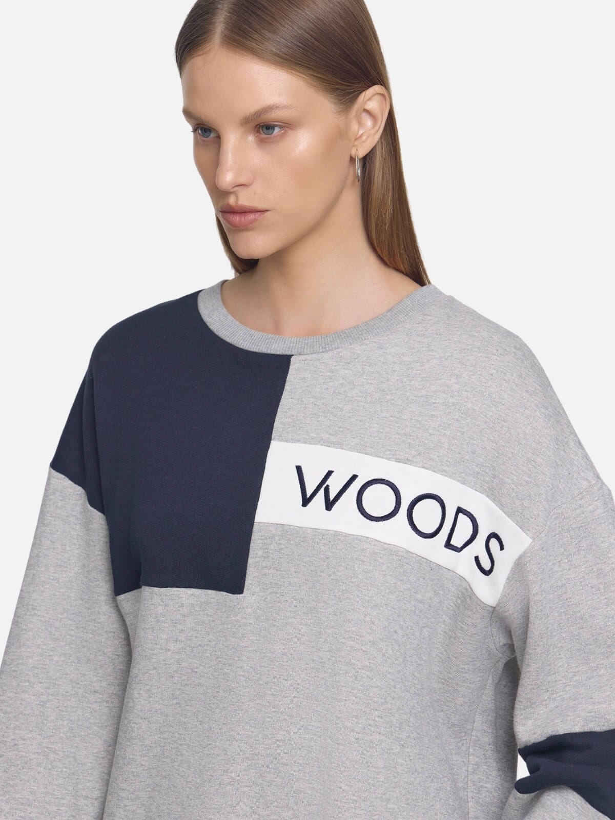 Viktoria & Woods | Woods Unisex Block Sweater - Grey Marl | Perlu