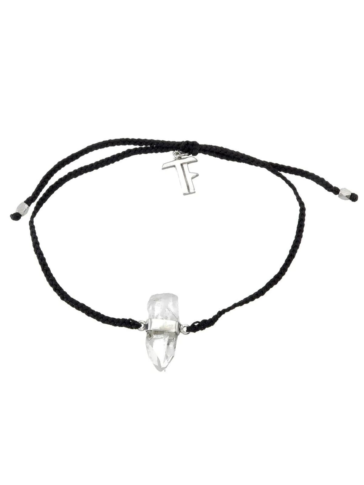 Tiger Frame | Woven Crystal Bracelet | Silver - Black/Quartz | Perlu