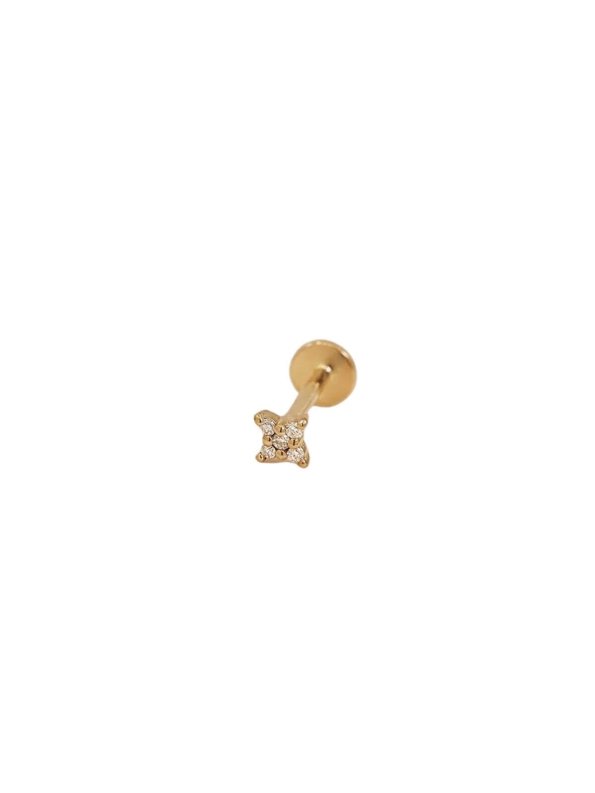 By Charlotte | 14k Gold Diamond Sacred Cartilage Flatback Earring | Perlu