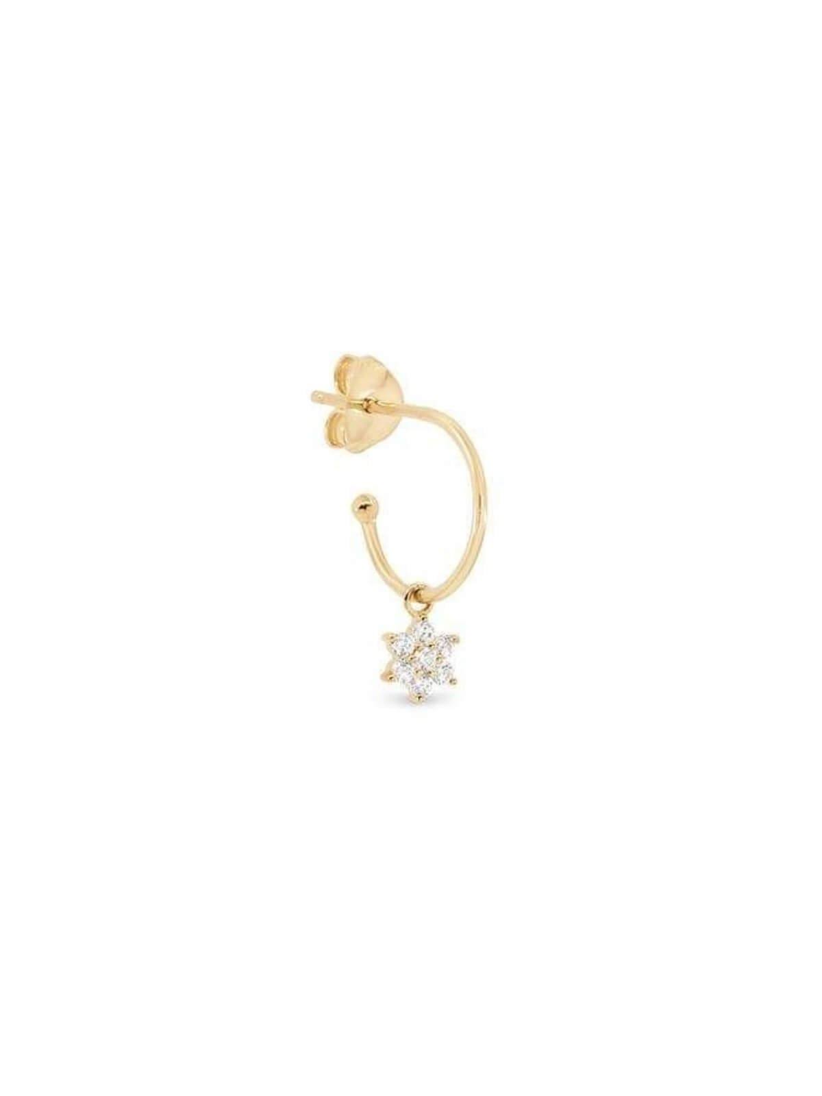 14k Gold Crystal Lotus Flower Hoop - Single Earrings By Charlotte 