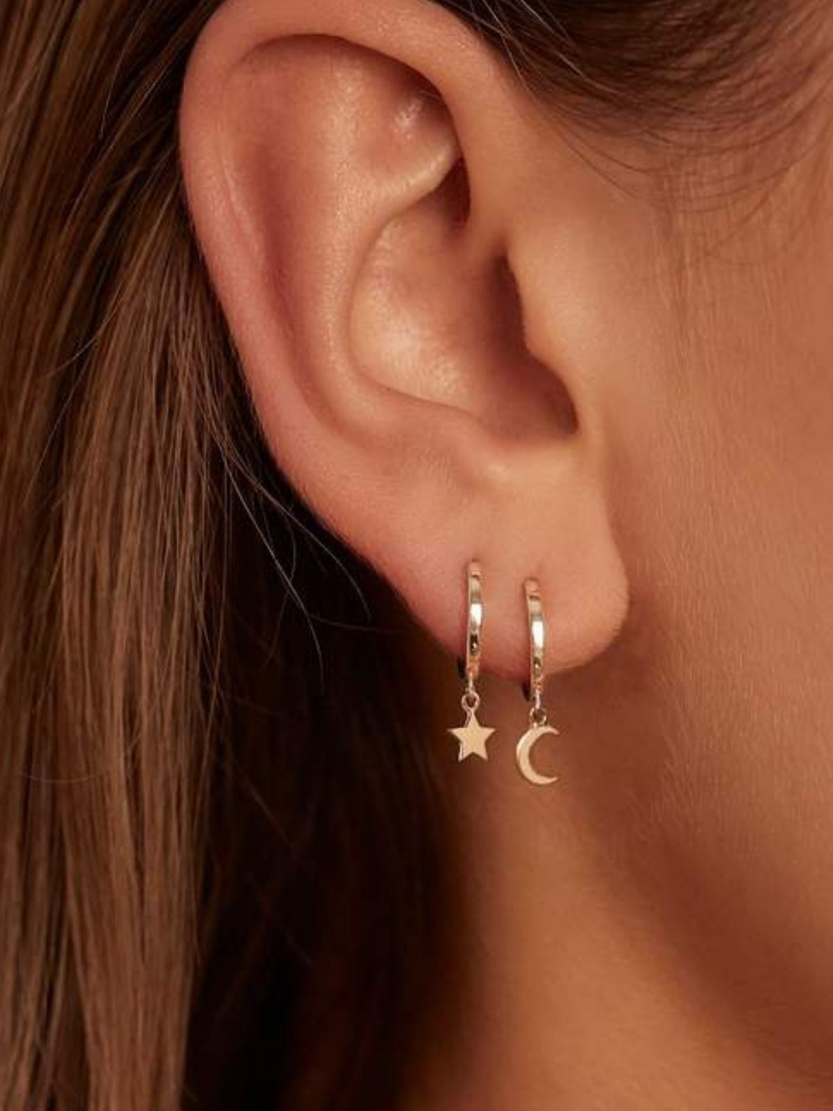 14k Wish Upon A Star Hoop - Single (Pair $340) Earrings By Charlotte 