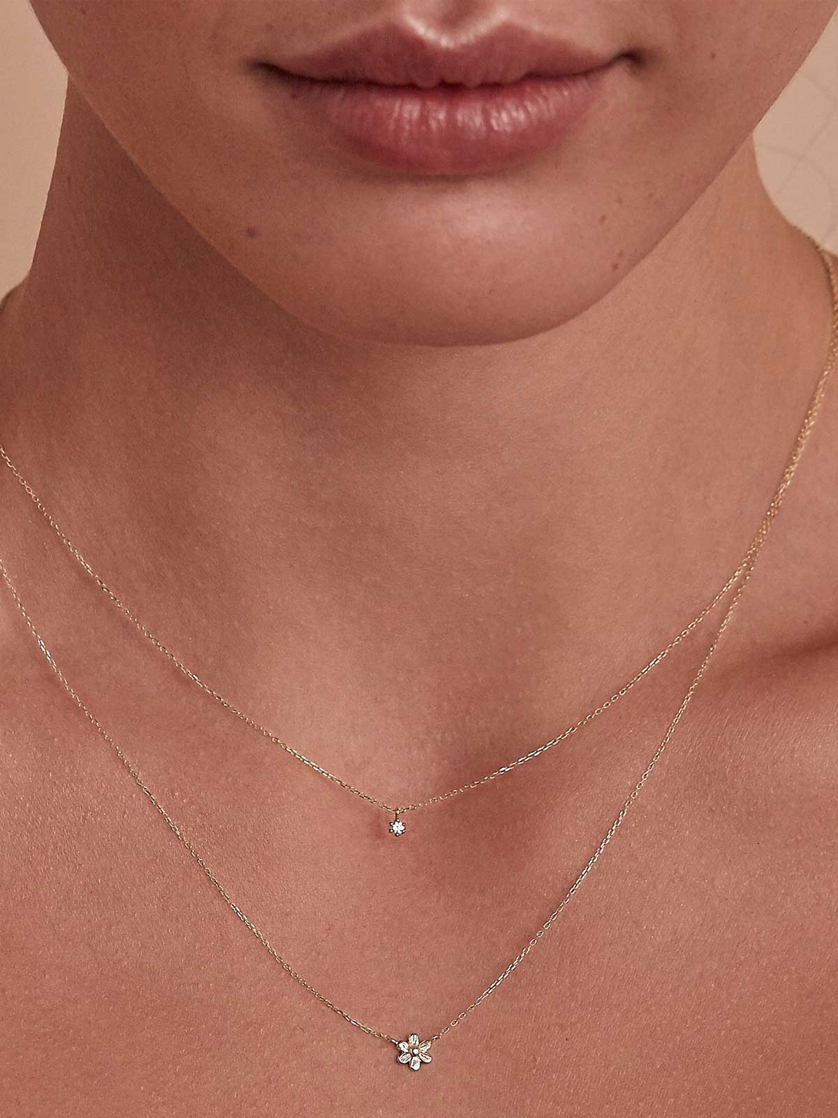 By Charlotte I 14k Gold Sweet Drop Diamond Necklace I Perlu