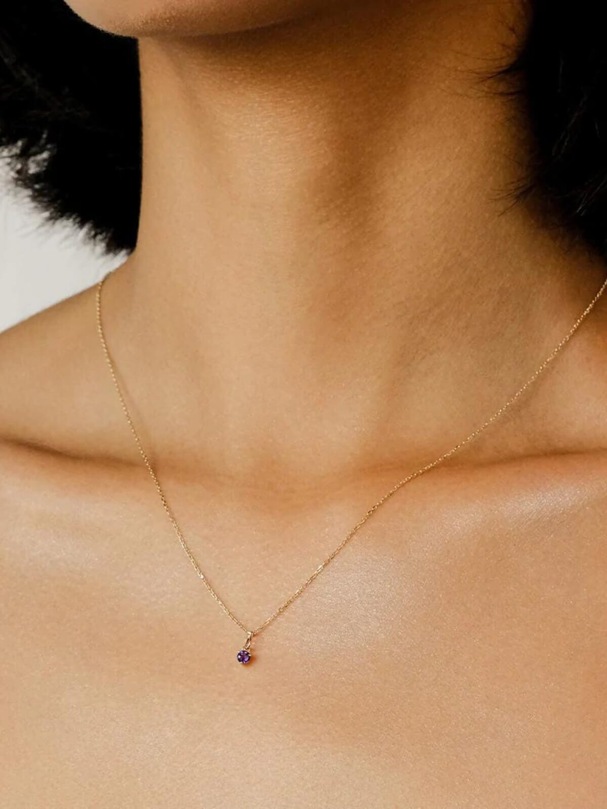 By Charlotte | 14k Gold Always In my Heart Birthstone Necklace Pendant - February - Amethyst | Perlu