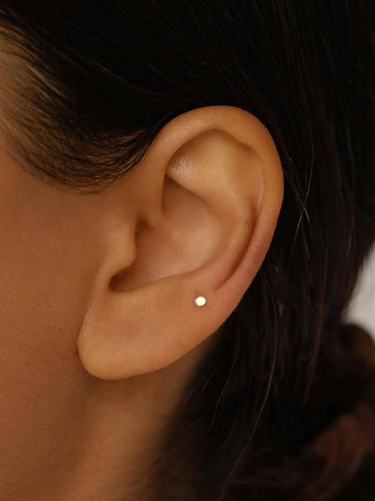 By Charlotte | 14k Gold Lunar Cartilage Flatback Earring | Perlu