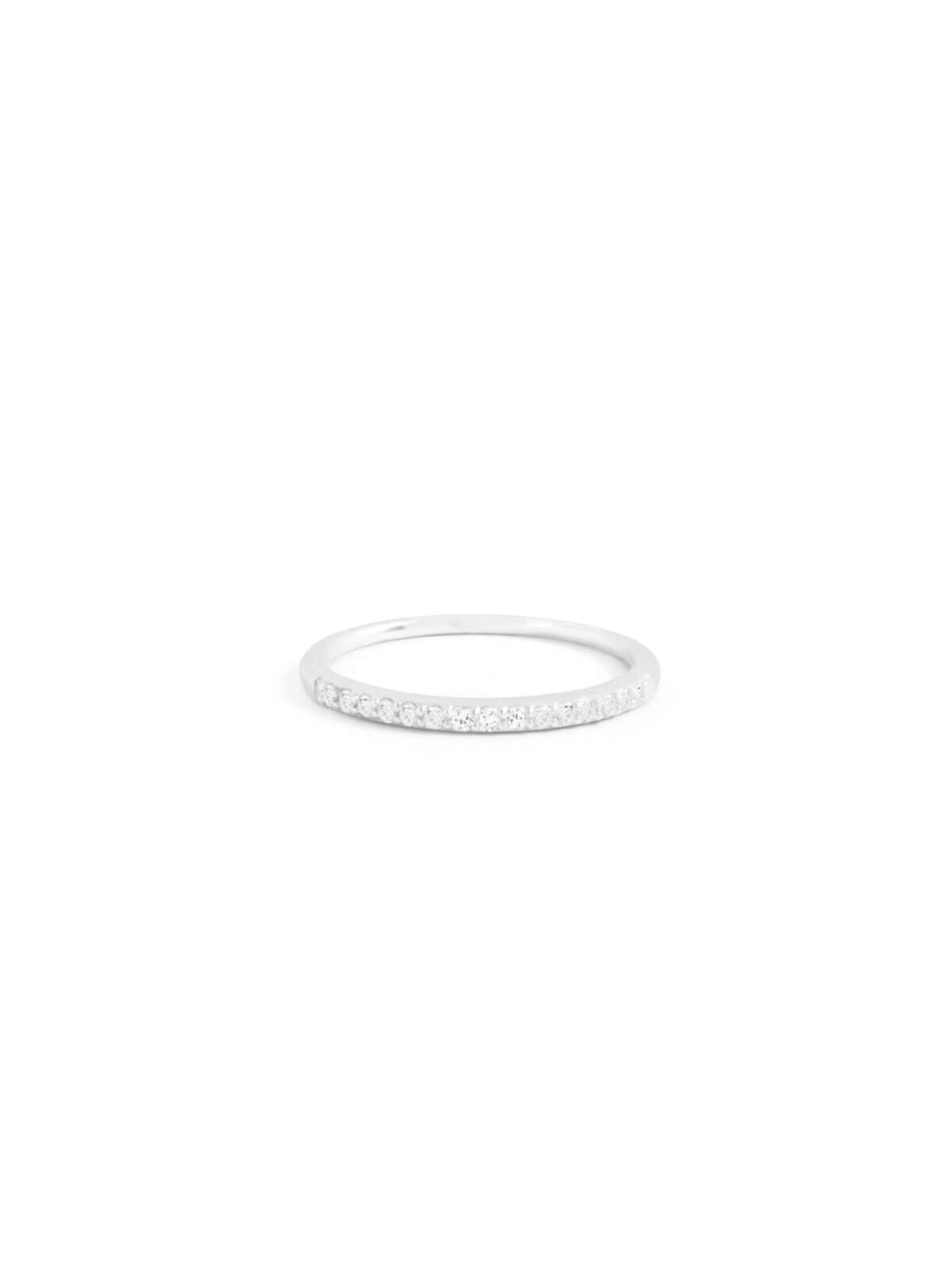 By Charlotte | 14k White Gold Diamond Halo Ring | Perlu