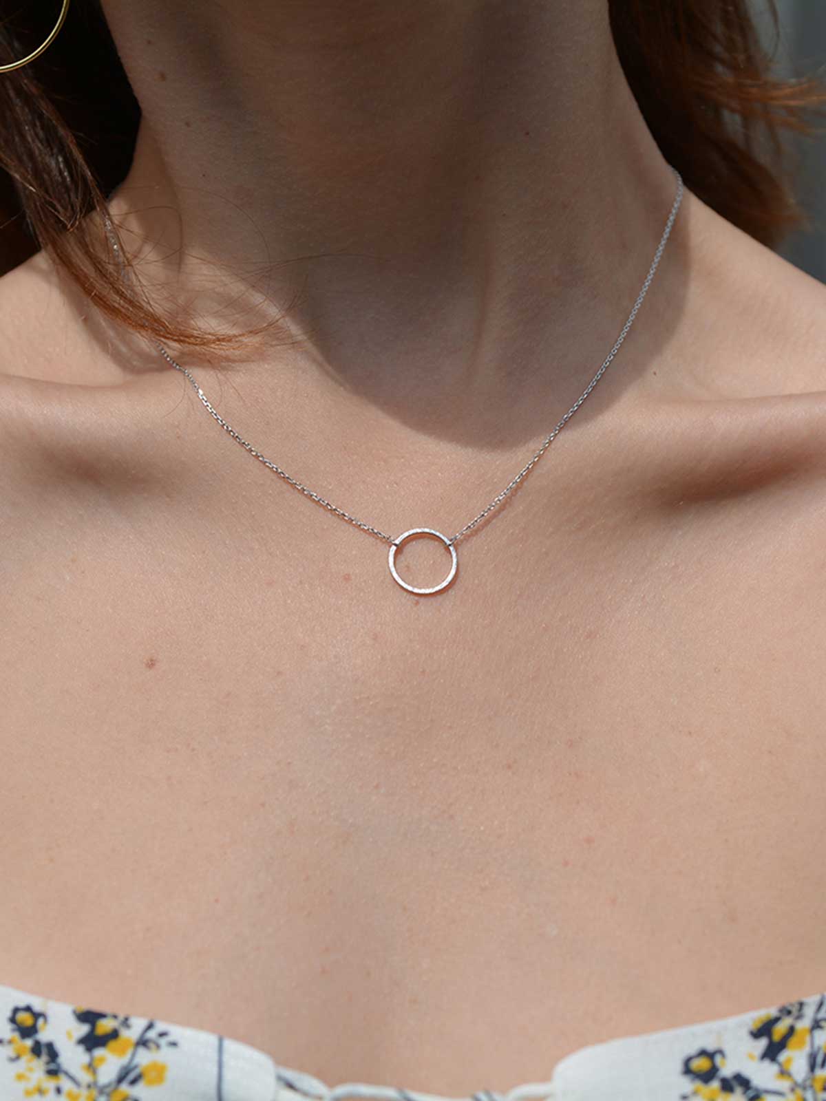 Hollow Circle Necklace Necklaces Jolie & Deen Silver 