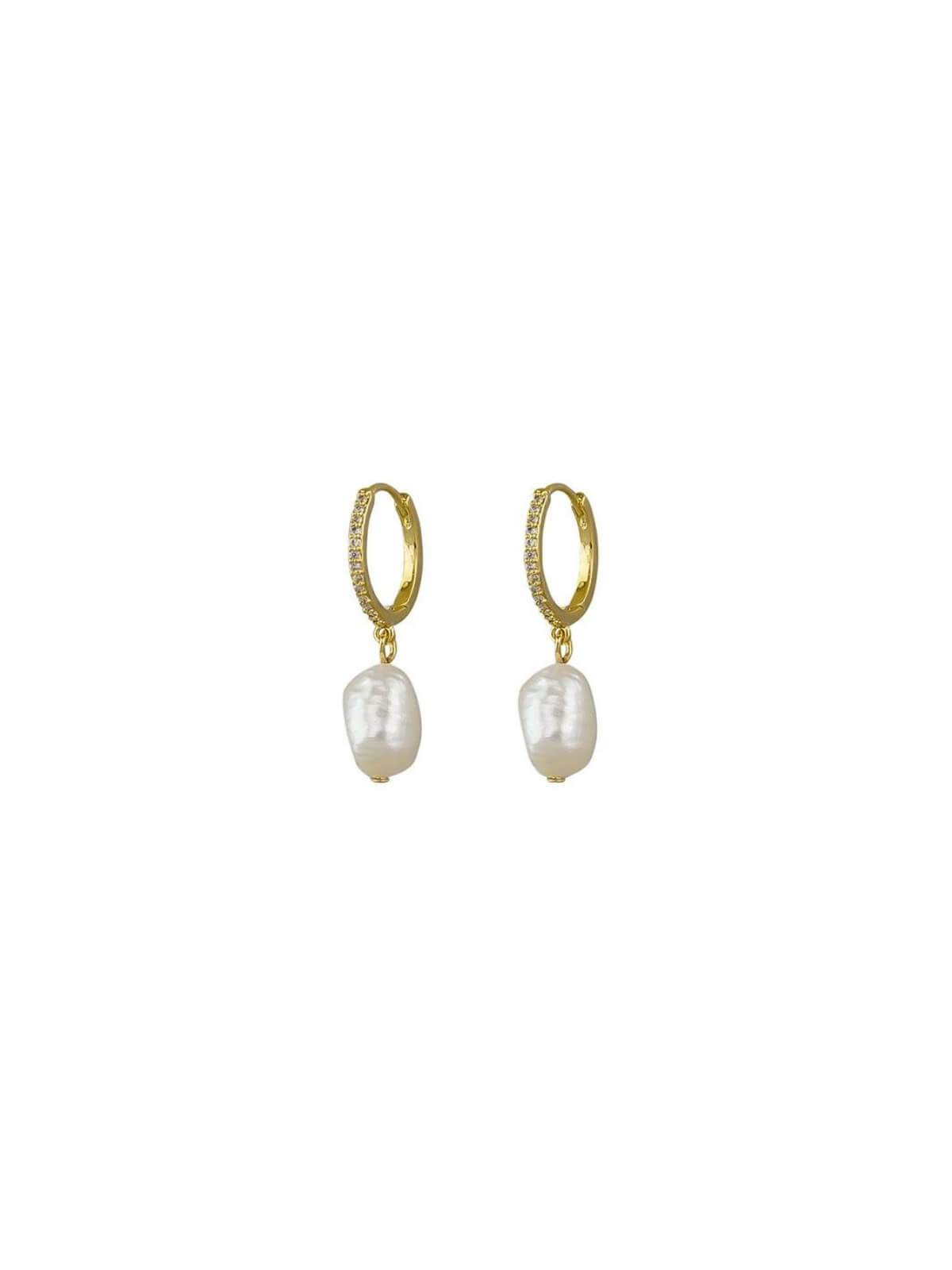 Jolie & Deen Montana Pearl Earrings Gold | Perlu