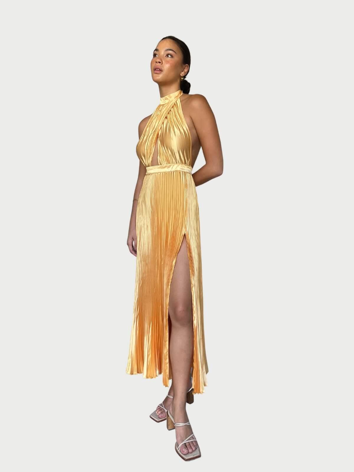L’IDÉE | Renaissance Split Gown - Mango | Perlu