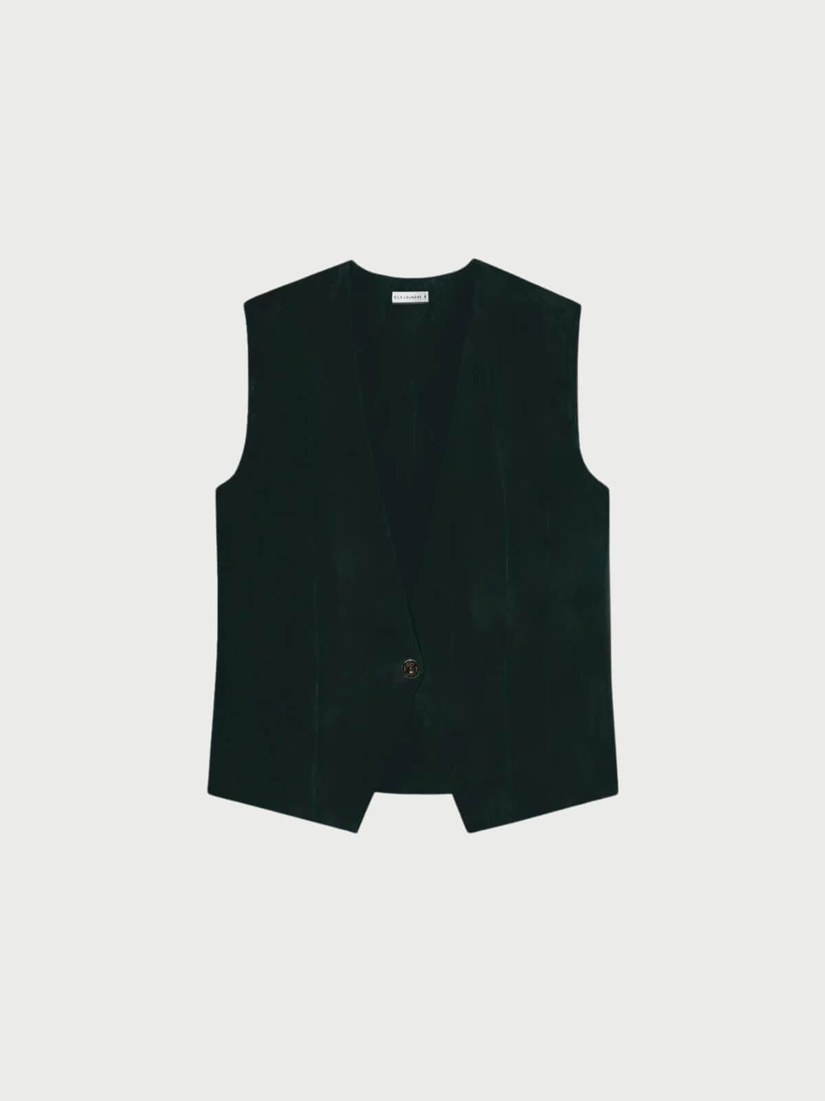 Silk Laundry | Twill Slouch Vest - Black | Perlu